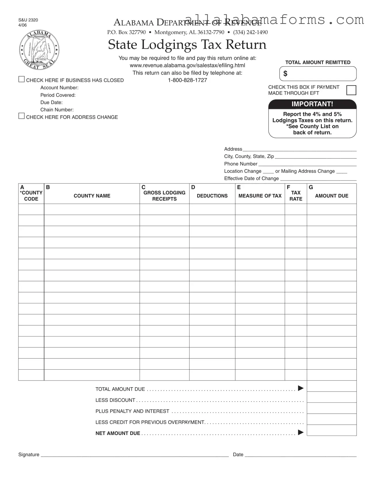Free Alabama 2320 PDF Template