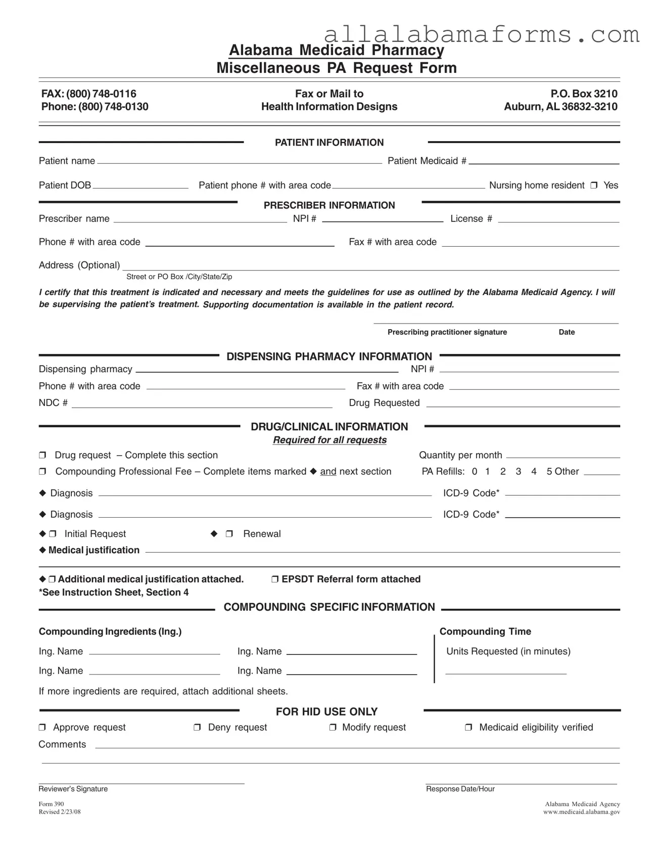 Free Alabama 390 PDF Template