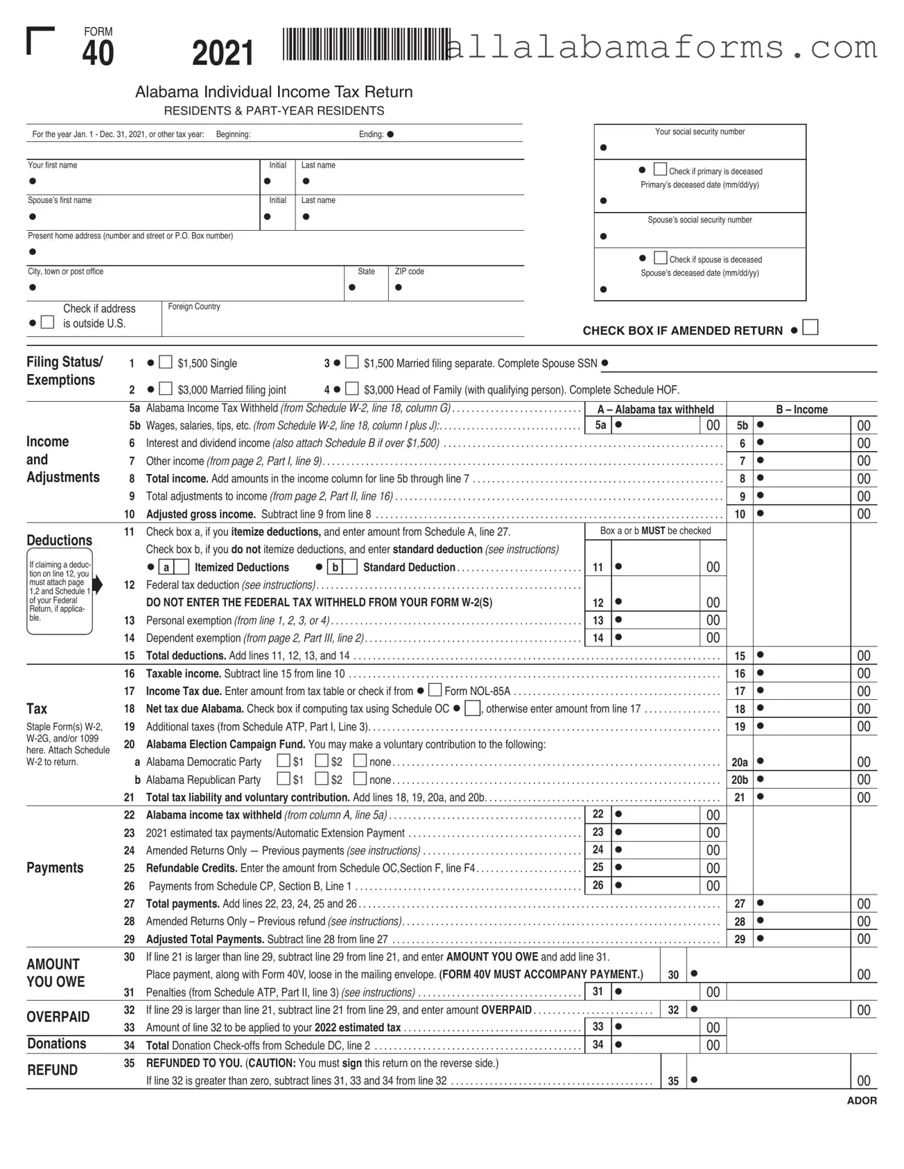 Free Alabama 40 PDF Template