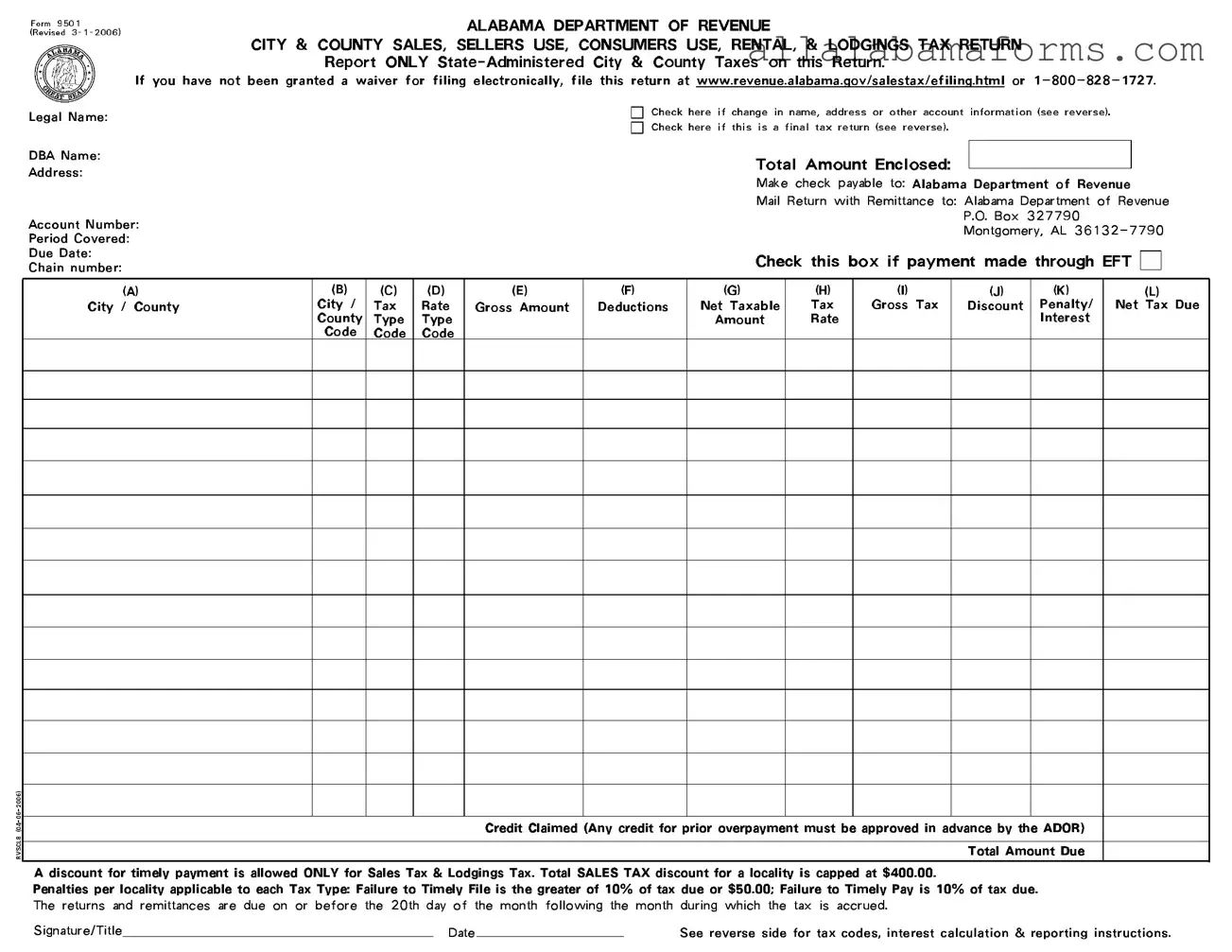 Free Alabama 9501 PDF Template