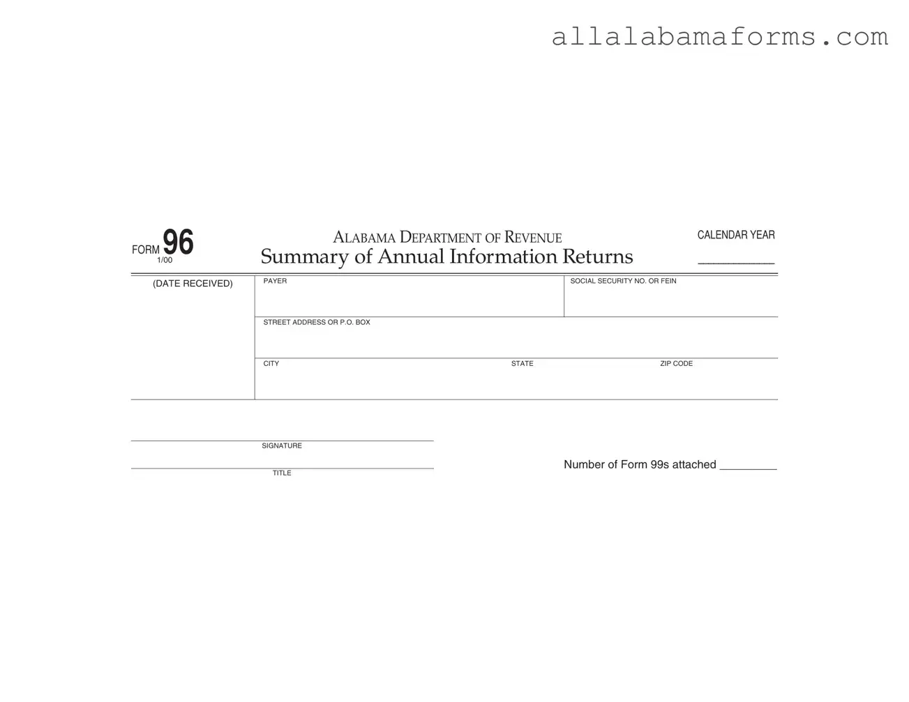 Free Alabama 96 PDF Template