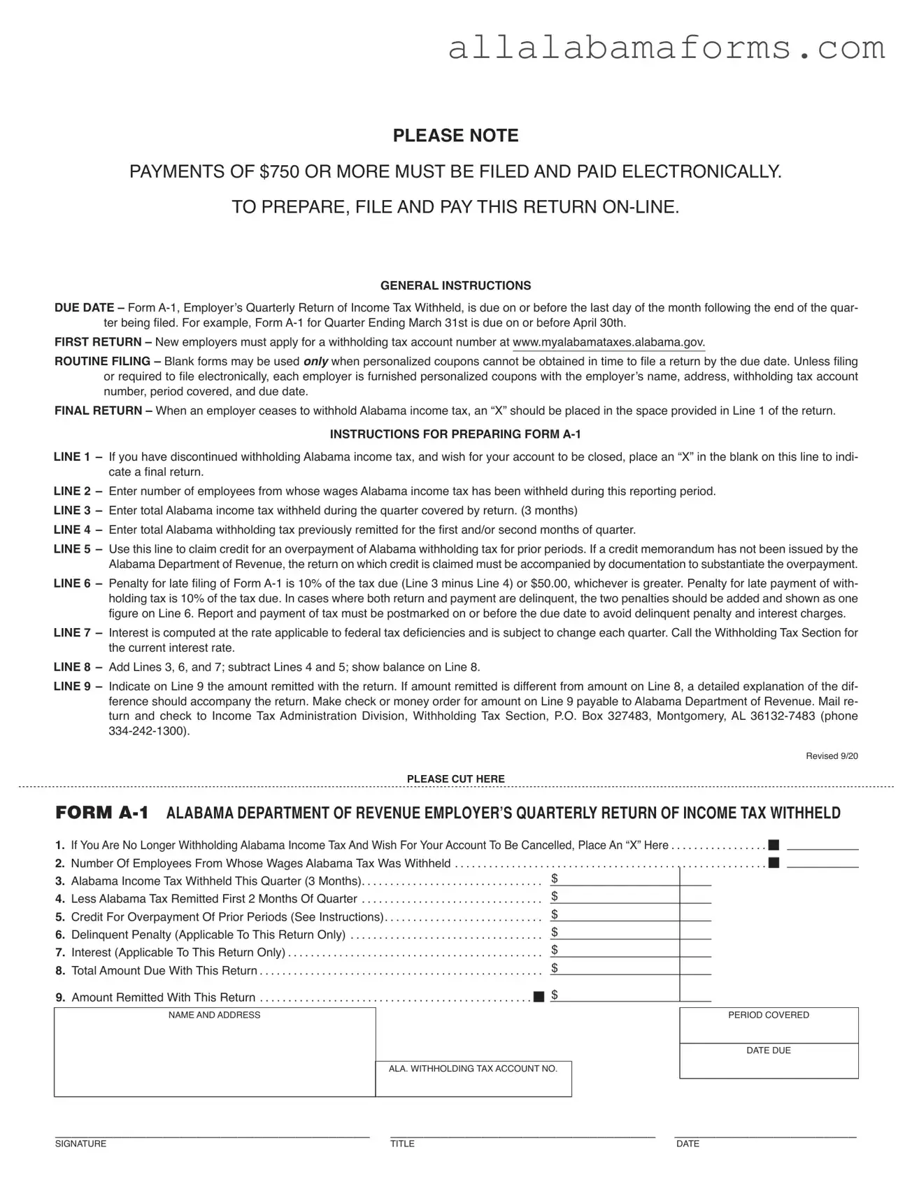 Free Alabama A 1 PDF Template