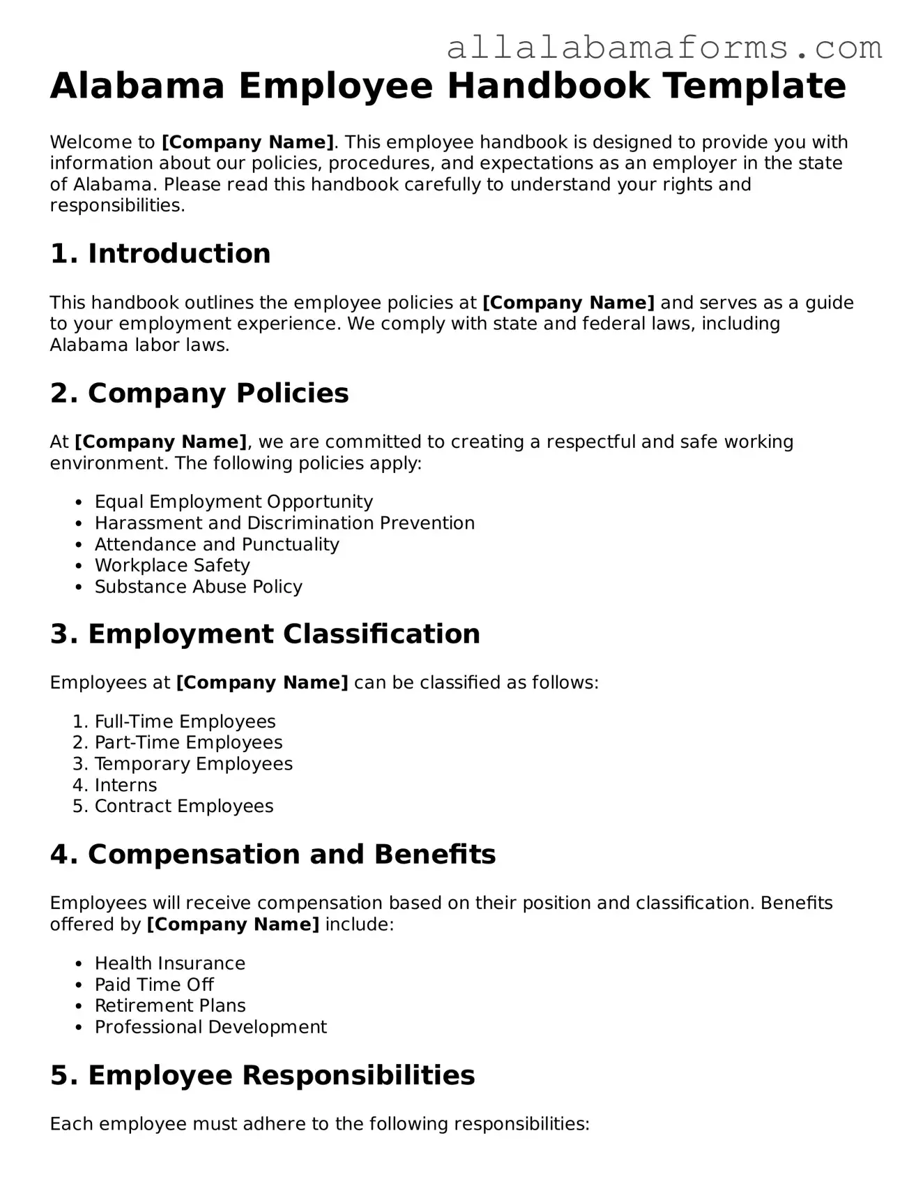  Employee Handbook Form for Alabama