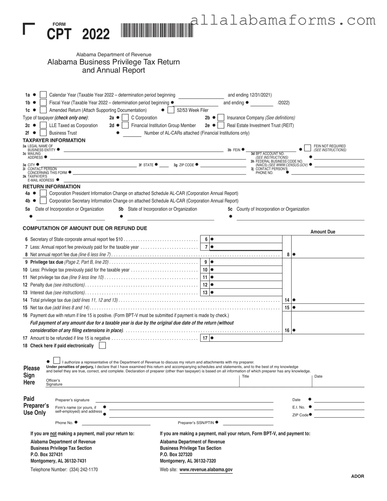 Free Alabama Cpt PDF Template