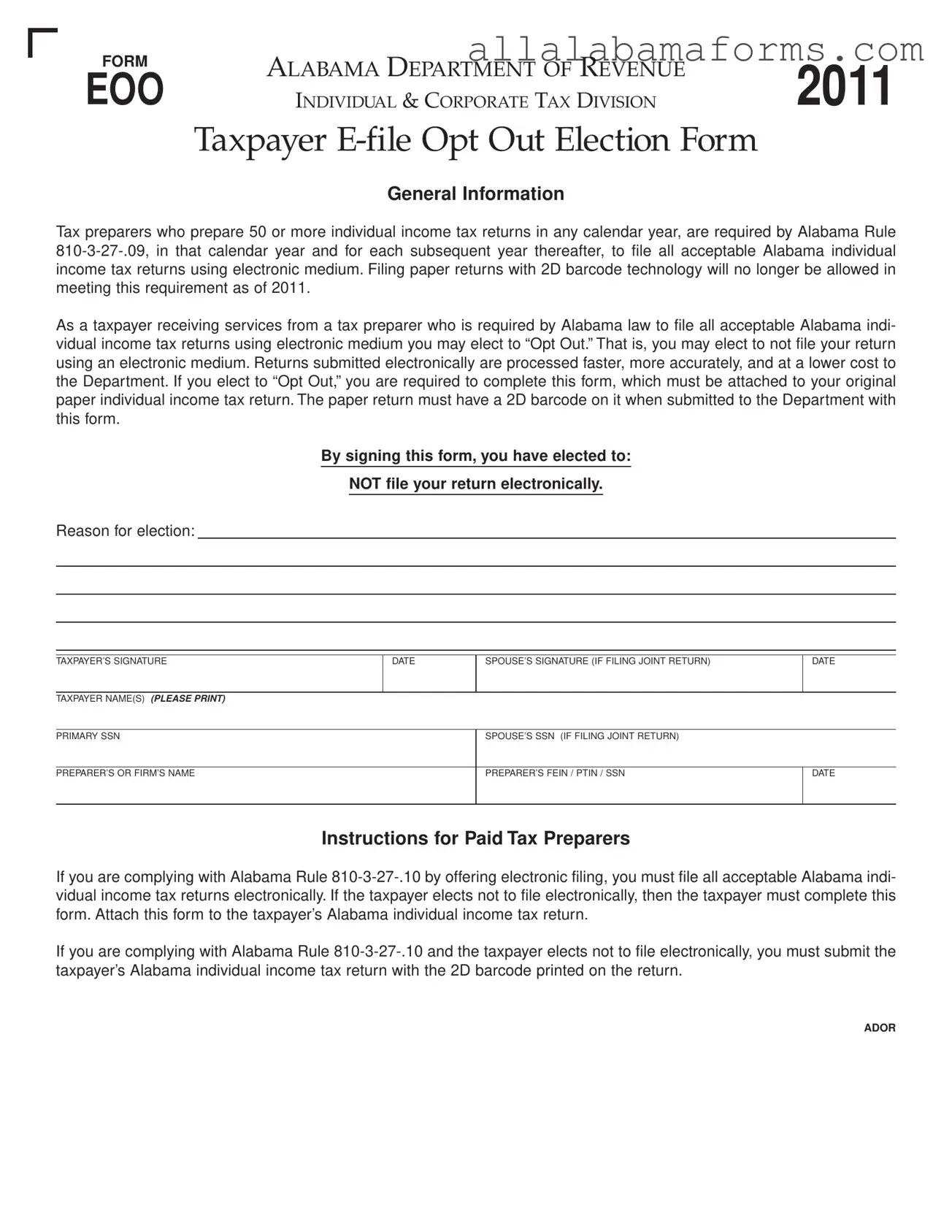 Free Alabama Eoo PDF Template