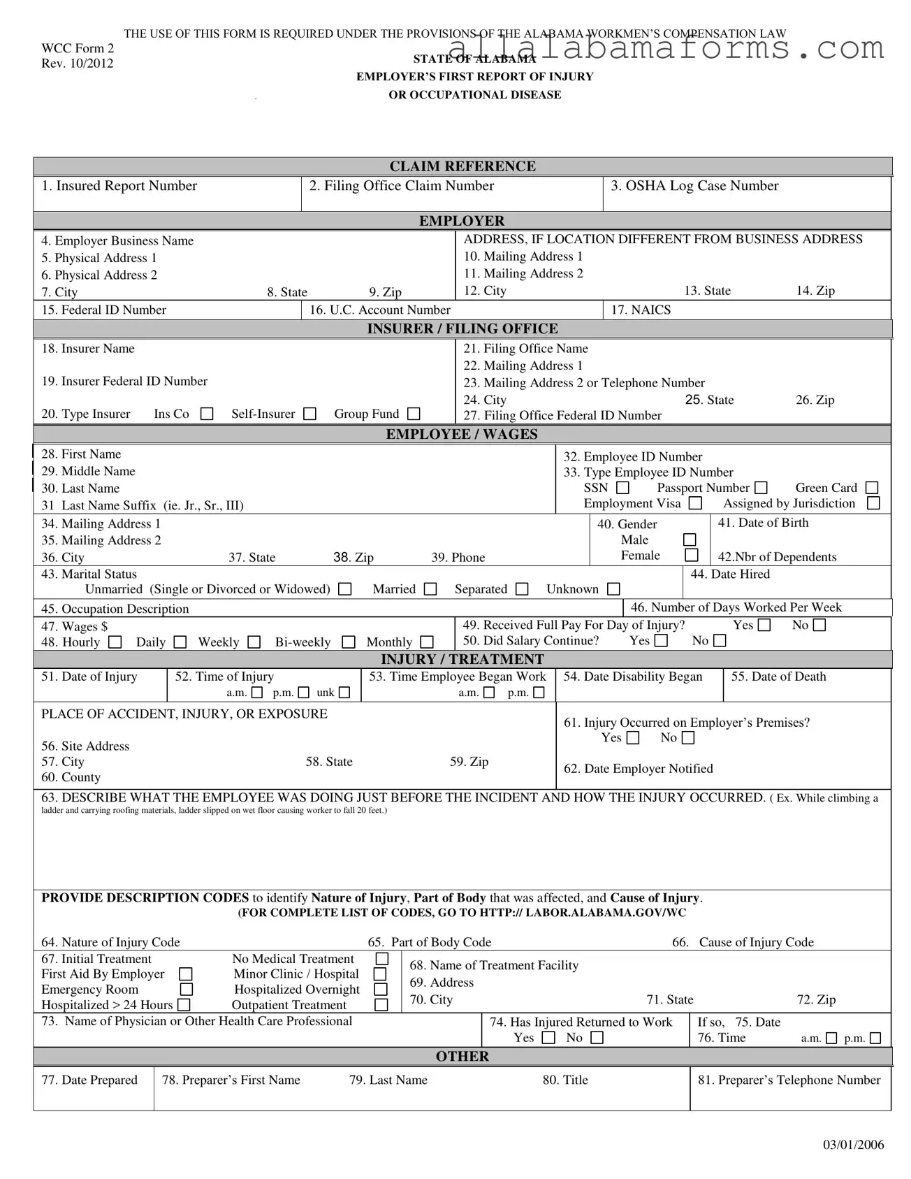 Free Alabama First Report PDF Template