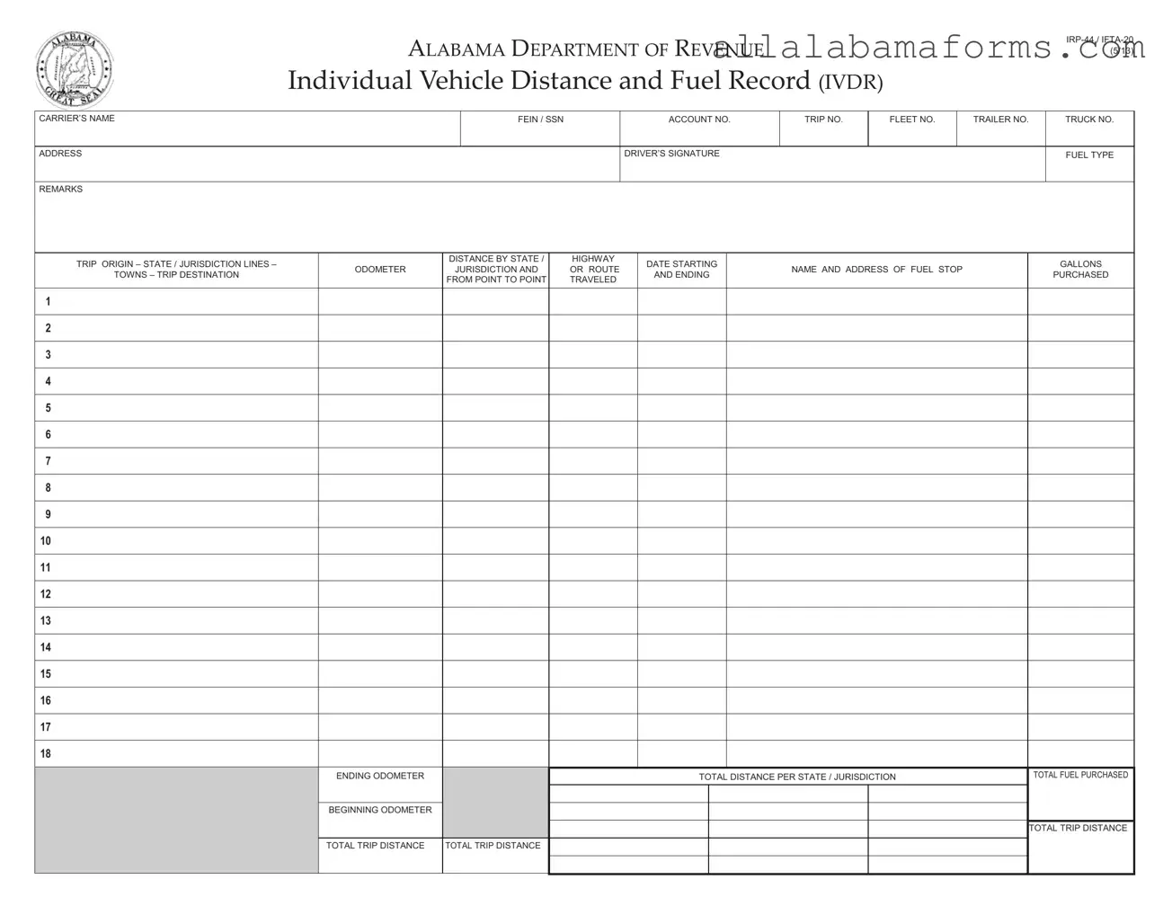 Free Alabama Irp 44 PDF Template