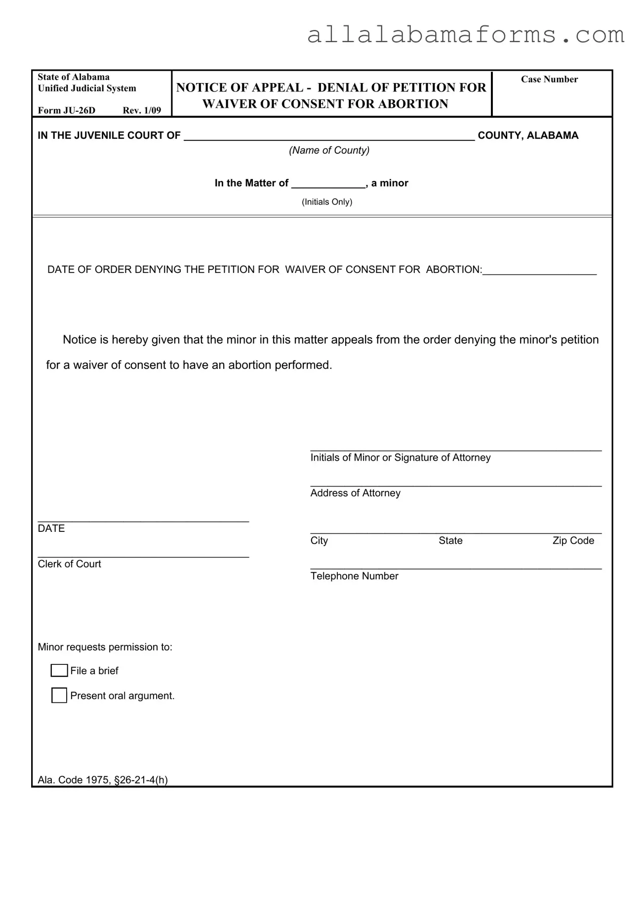 Free Alabama Ju 26D PDF Template