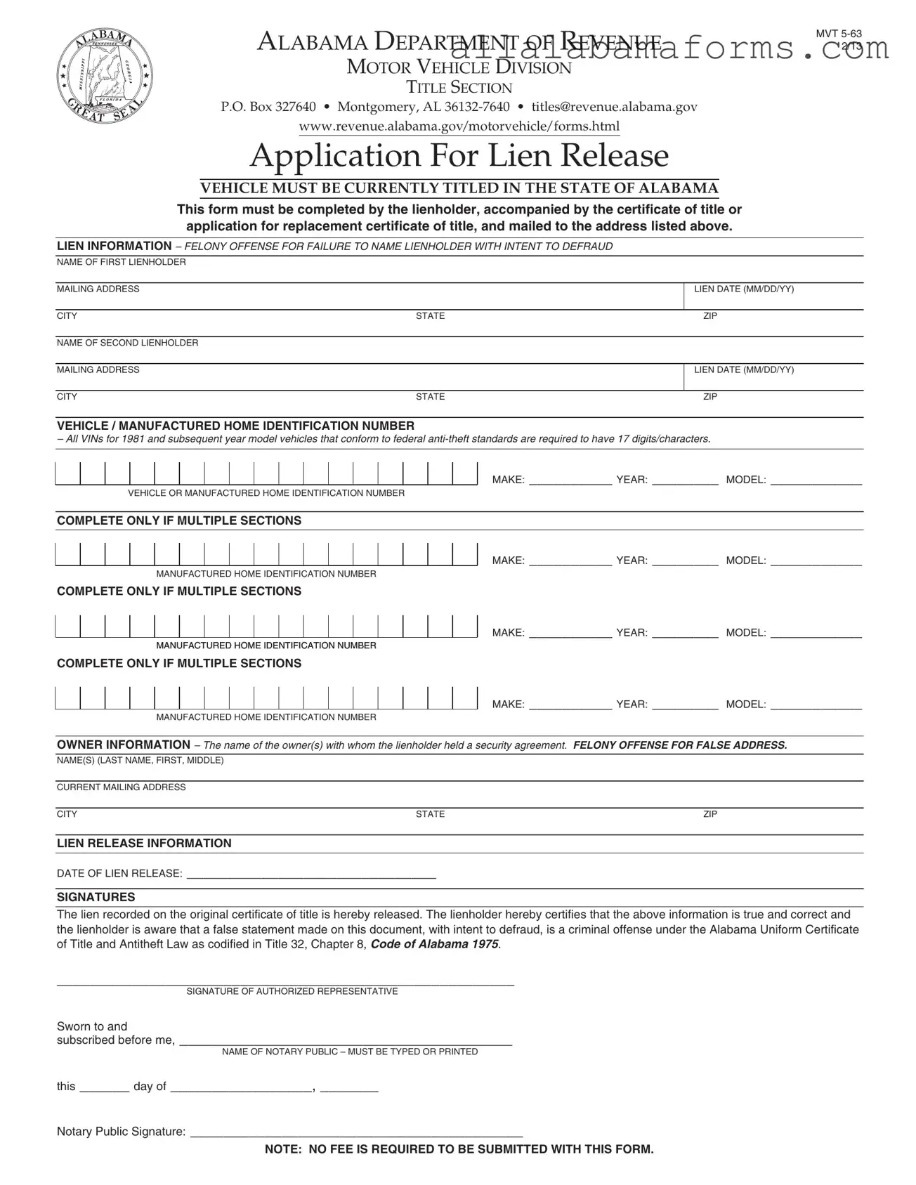 Free Alabama Mvt 5 63 PDF Template