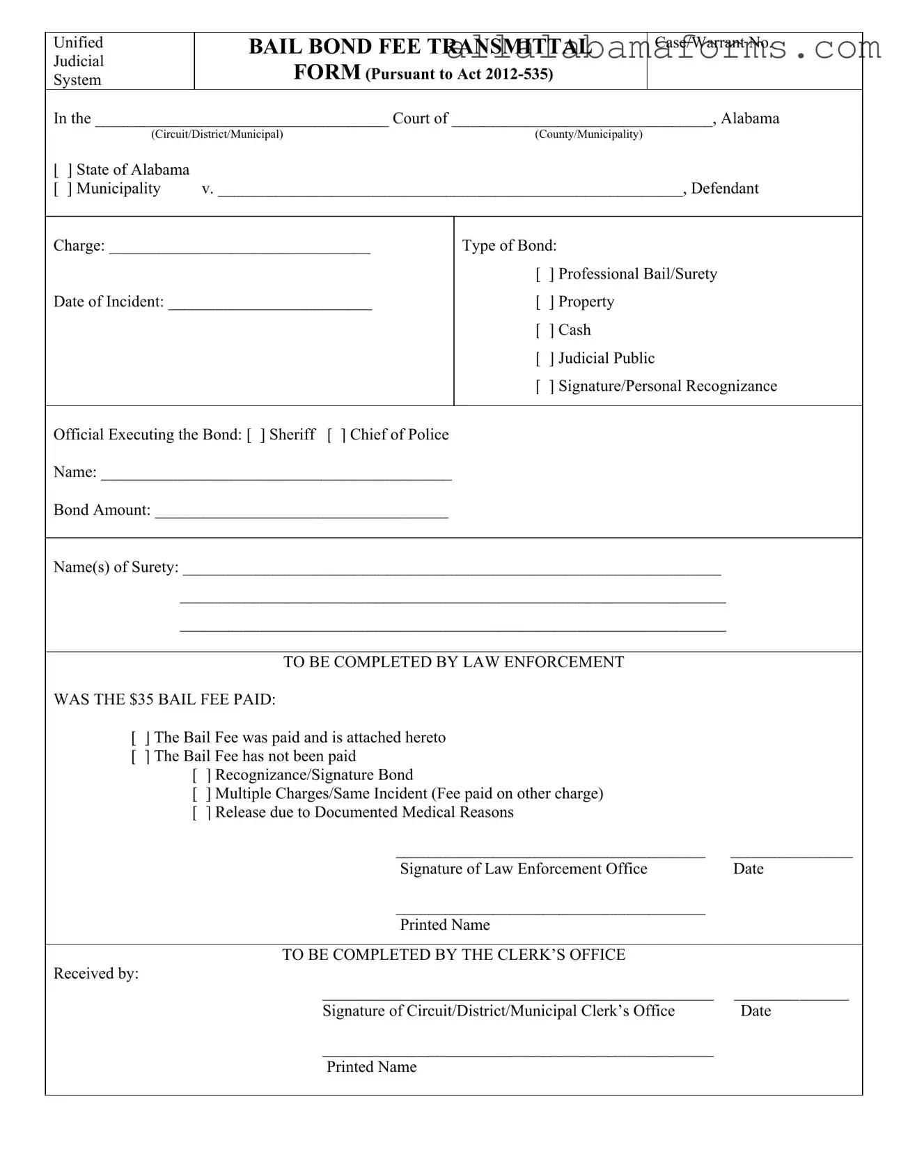 Free Bond Release Alabama PDF Template