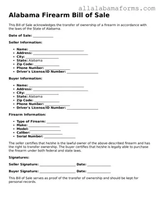  Firearm Bill of Sale Form for Alabama