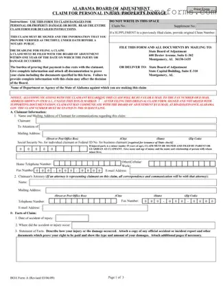 Free Alabama Boa A PDF Template