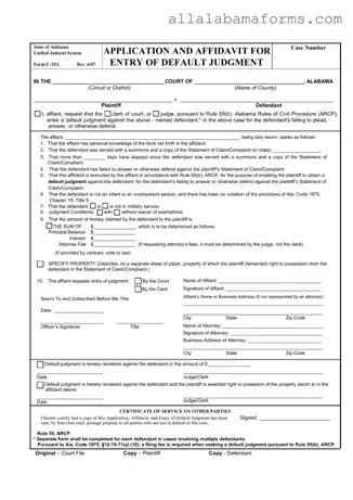 Free Alabama C 25A PDF Template