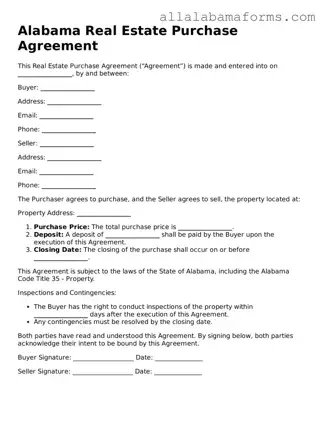 Real Estate Purchase Agreement Form for Alabama