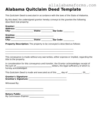  Quitclaim Deed Form for Alabama