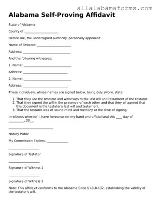  Self-Proving Affidavit Form for Alabama