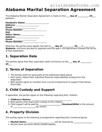  Marital Separation Agreement Form for Alabama