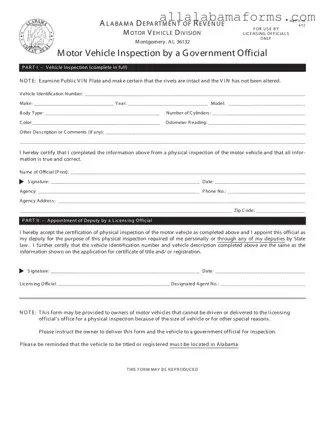 Free Alabama Vin Inspection PDF Template